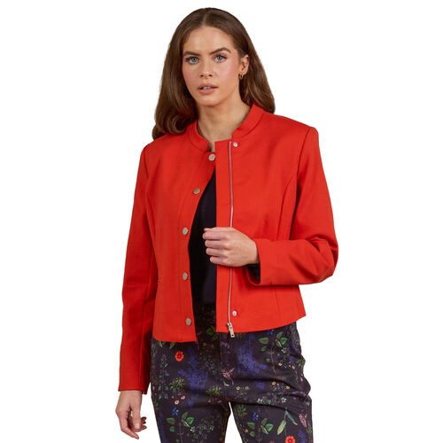 Vassalli Zip Up Military Style Lined Jacket With Button Detail